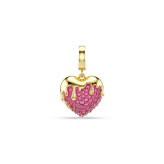 Idyllia charm, Round cut, Heart, Pink, Gold-tone plated 5742953
