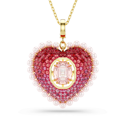 Idyllia pendant, Mixed cuts, Heart, Pink, Gold-tone plated 5742958