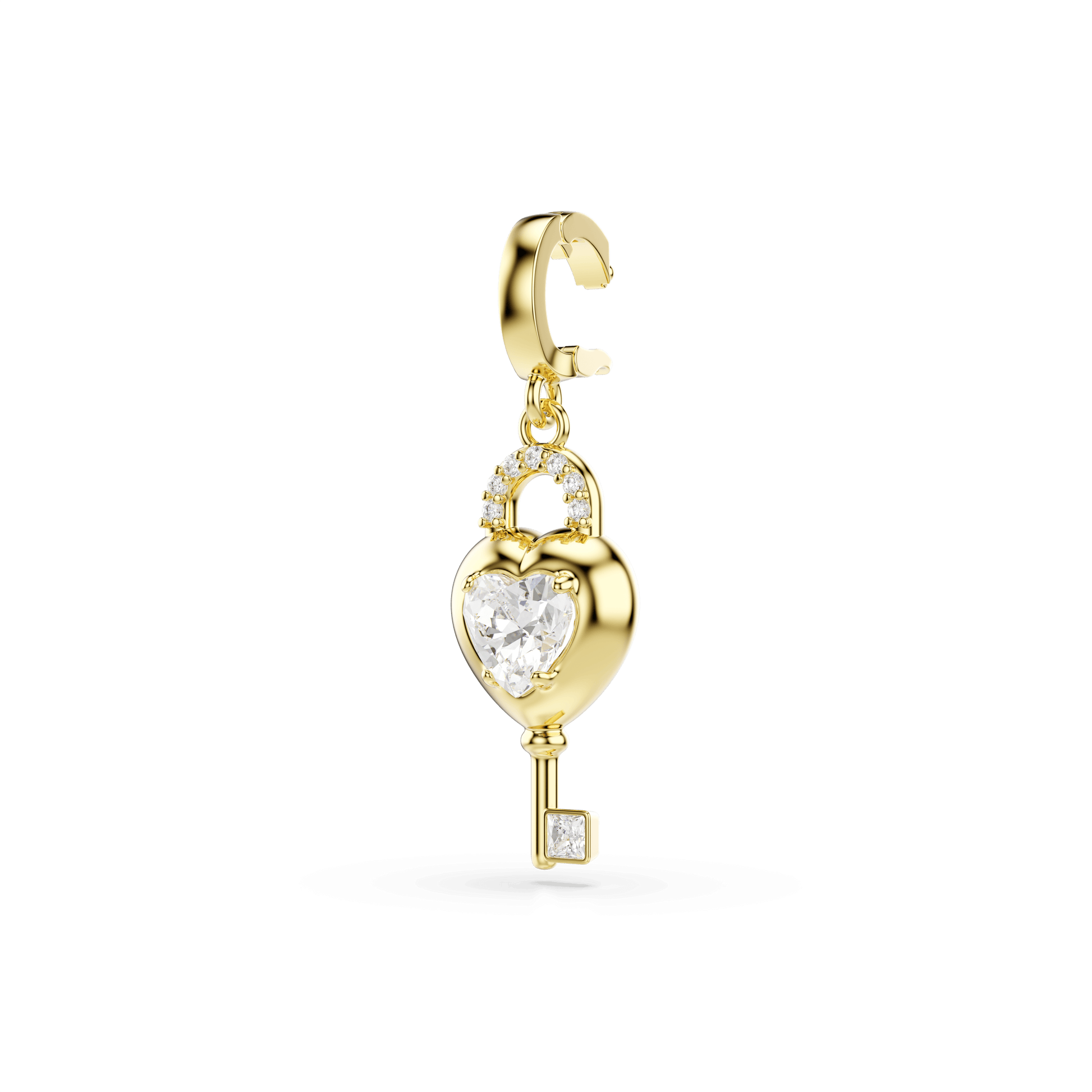 Idyllia charm, Mixed cuts, Heart with key, White, Gold-tone plated 5742959