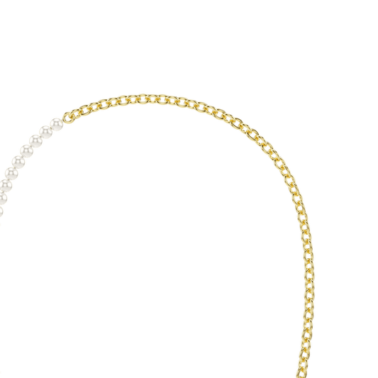 Idyllia necklace, Crystal pearl, White, Gold-tone plated 5742961