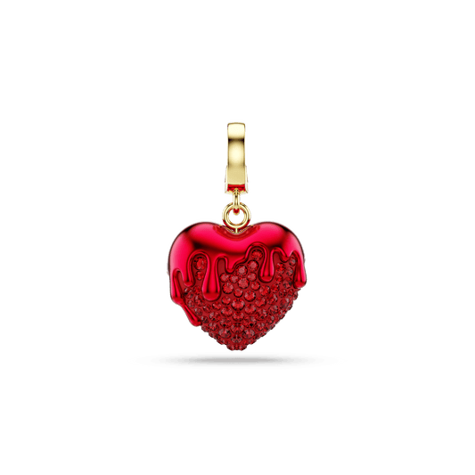 Idyllia charm, Round cut, Heart, Red, Gold-tone plated 5742994