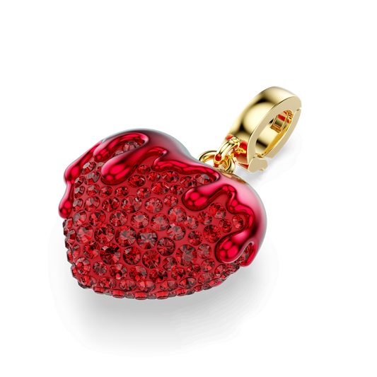 Idyllia charm, Round cut, Heart, Red, Gold-tone plated 5742994