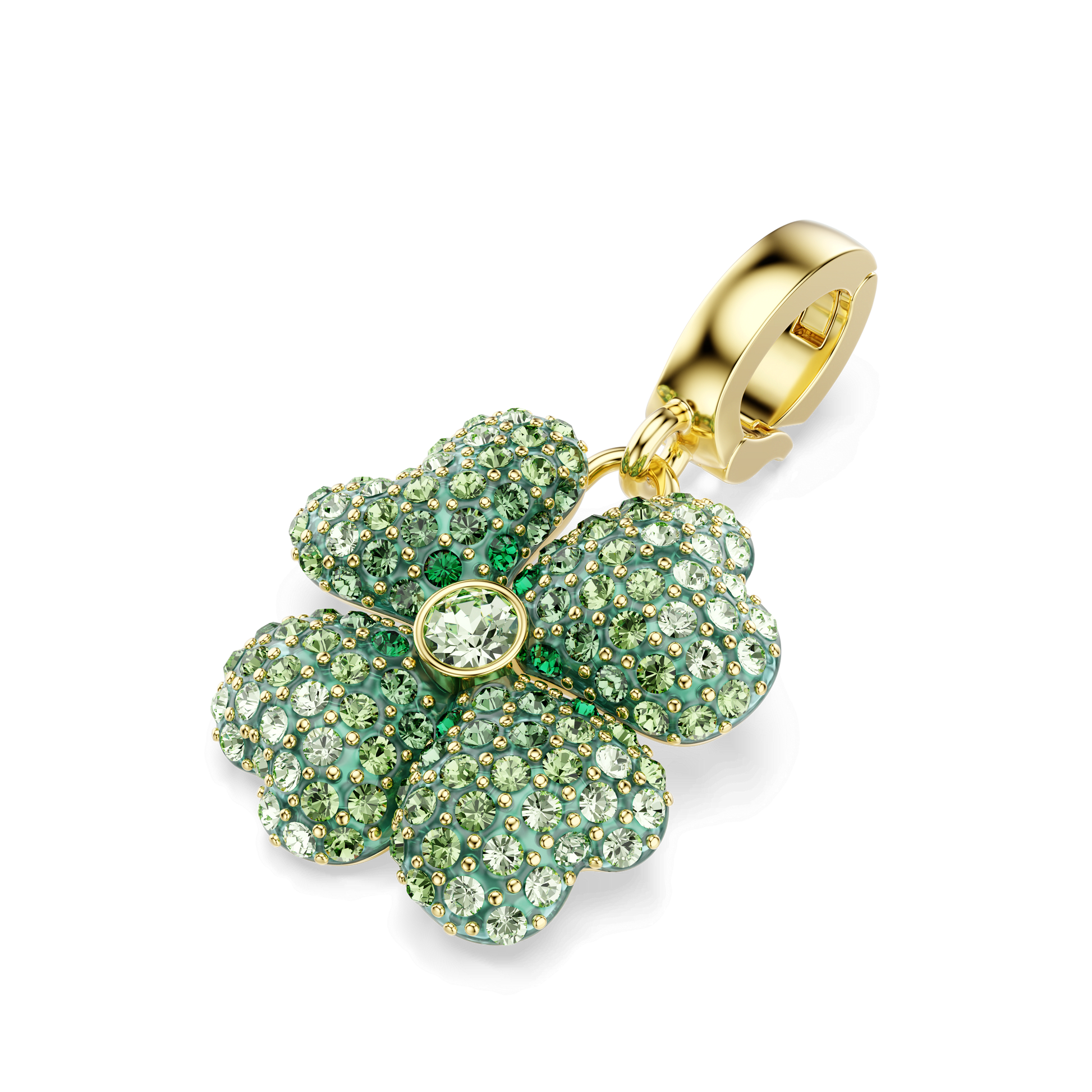 Idyllia charm, Clover, Green, Gold-tone plated 5743130