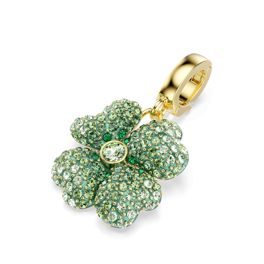 Idyllia charm, Clover, Green, Gold-tone plated 5743130