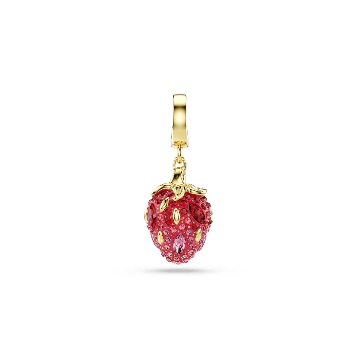 Idyllia charm, Mixed cuts, Strawberry, Red, 18K gold finish