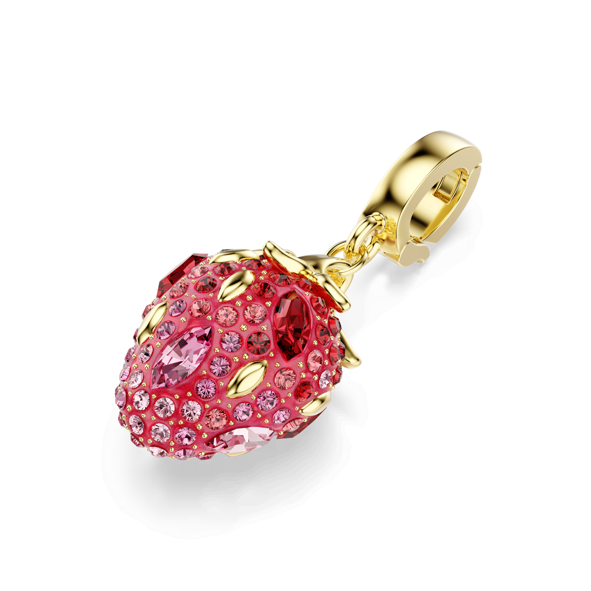 Idyllia charm, Mixed cuts, Strawberry, Red, 18K gold finish