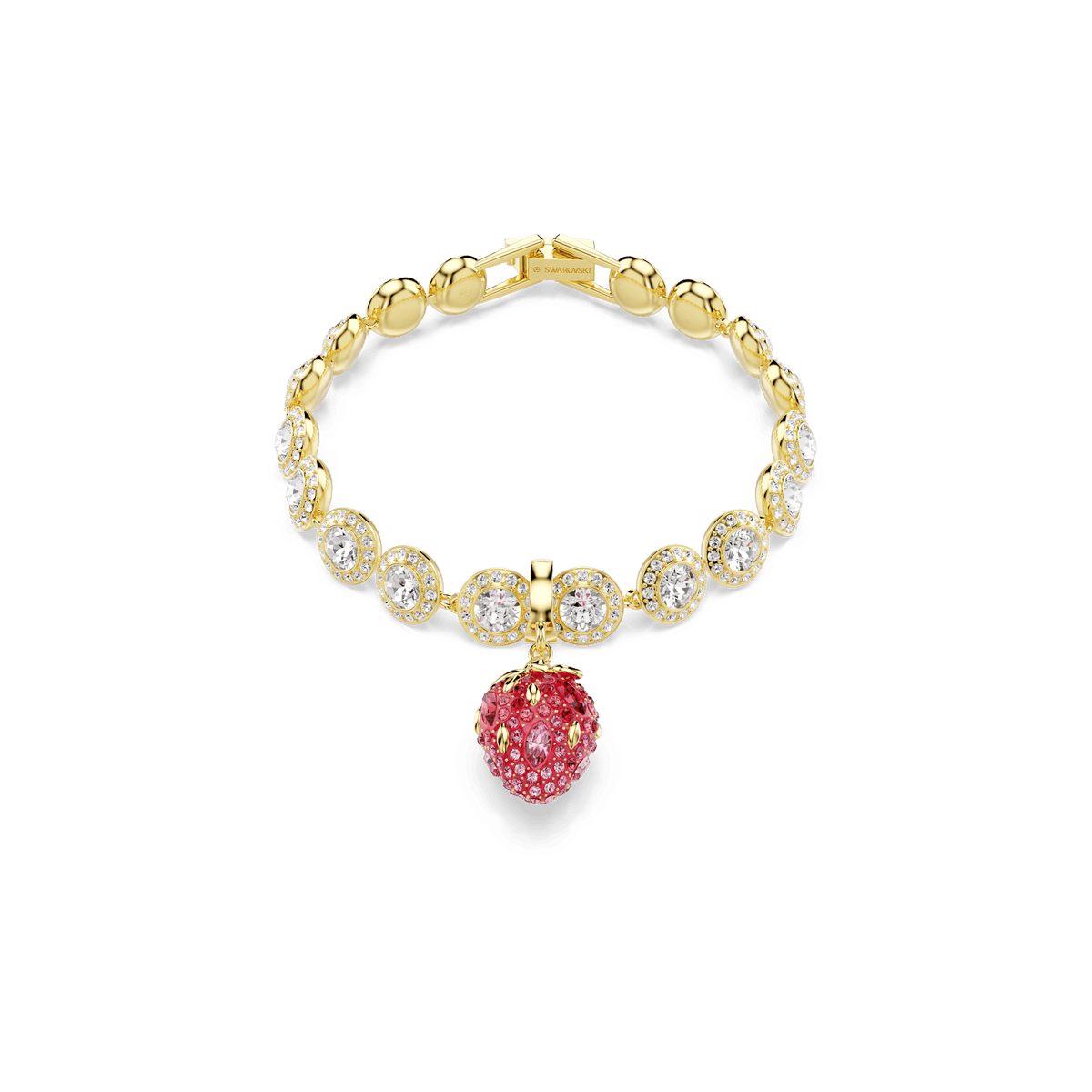 Idyllia charm, Mixed cuts, Strawberry, Red, 18K gold finish