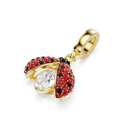 Idyllia charm, Mixed cuts, Ladybug, Red, Gold-tone plated 5743138