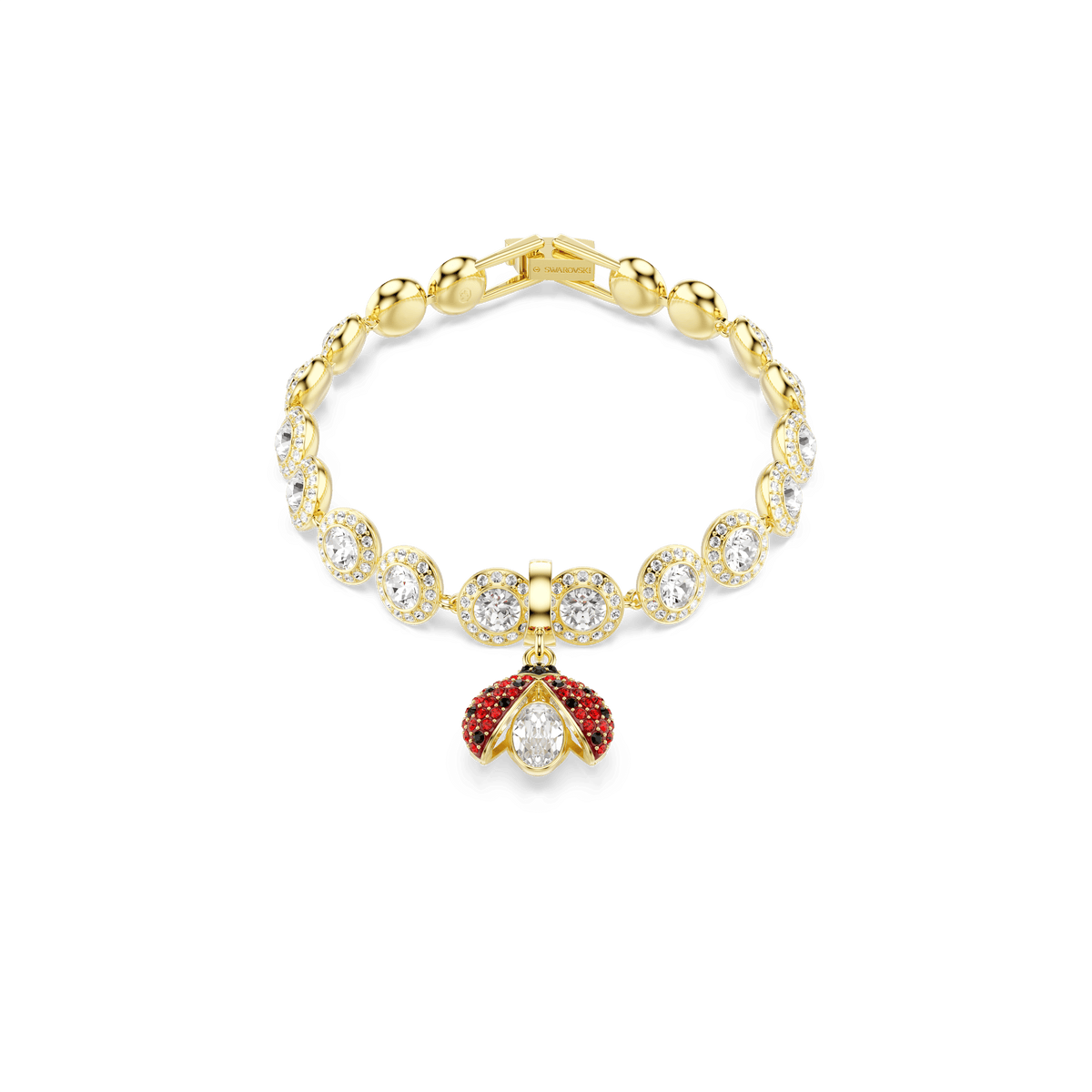 Idyllia charm, Mixed cuts, Ladybug, Red, 18K gold finish
