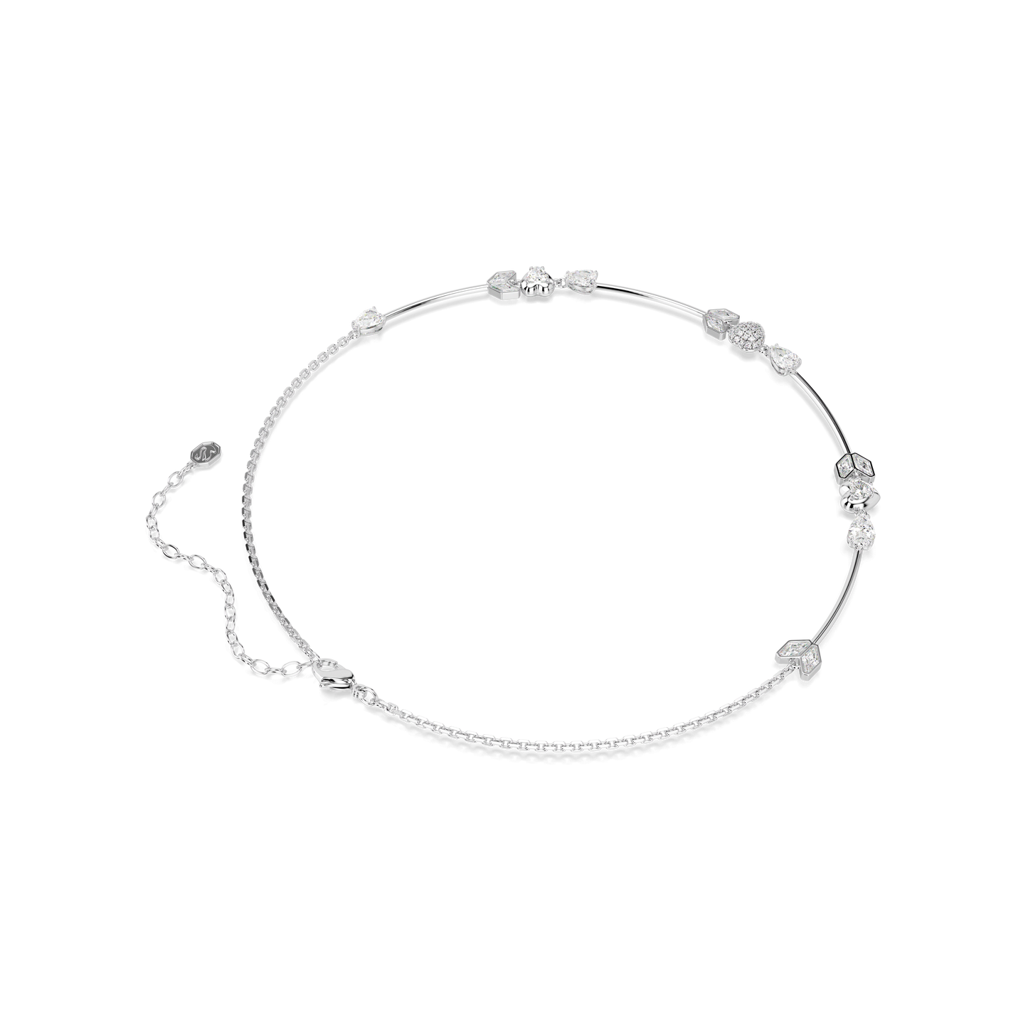 Idyllia necklace, Heart with arrow, White, Rhodium plated 5743411
