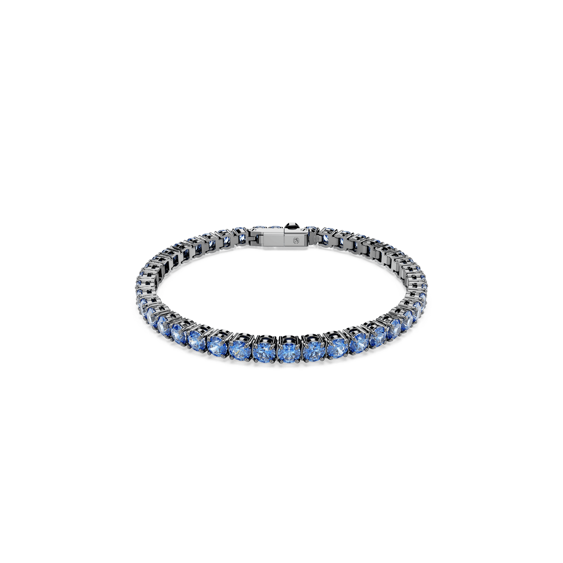 Matrix Tennis bracelet, Round cut, Blue, Ruthenium plated 5743440