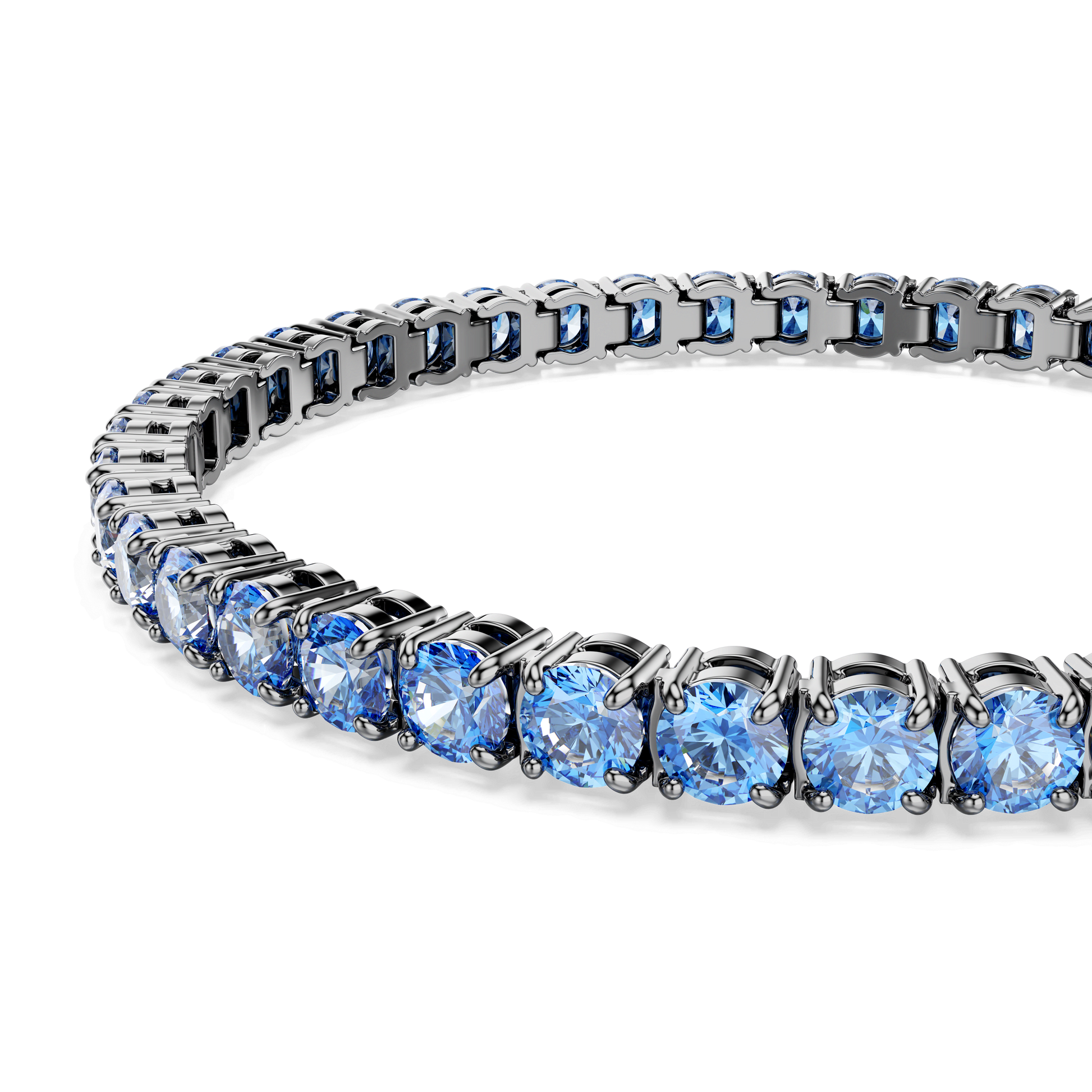 Matrix Tennis bracelet, Round cut, Blue, Ruthenium plated 5743440