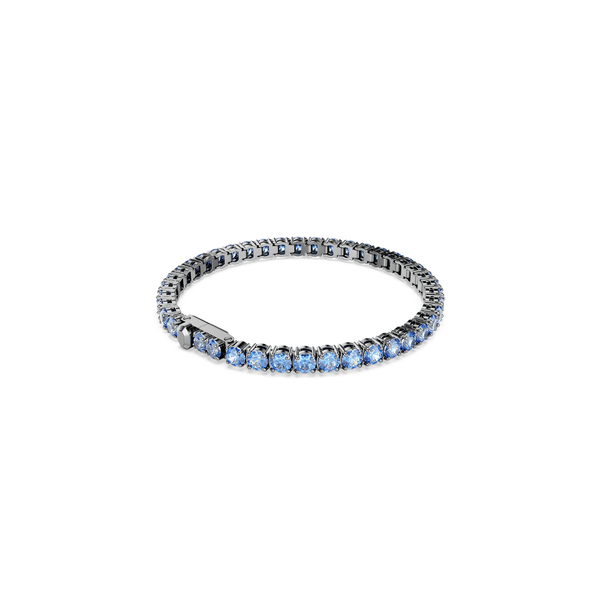Matrix Tennis bracelet, Round cut, Blue, Ruthenium plated 5743440