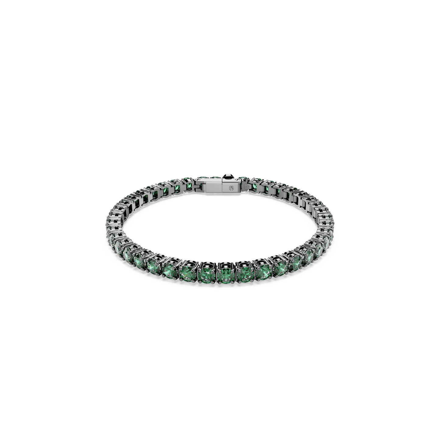 Matrix Tennis bracelet, Round cut, Green, Ruthenium plated 5743447