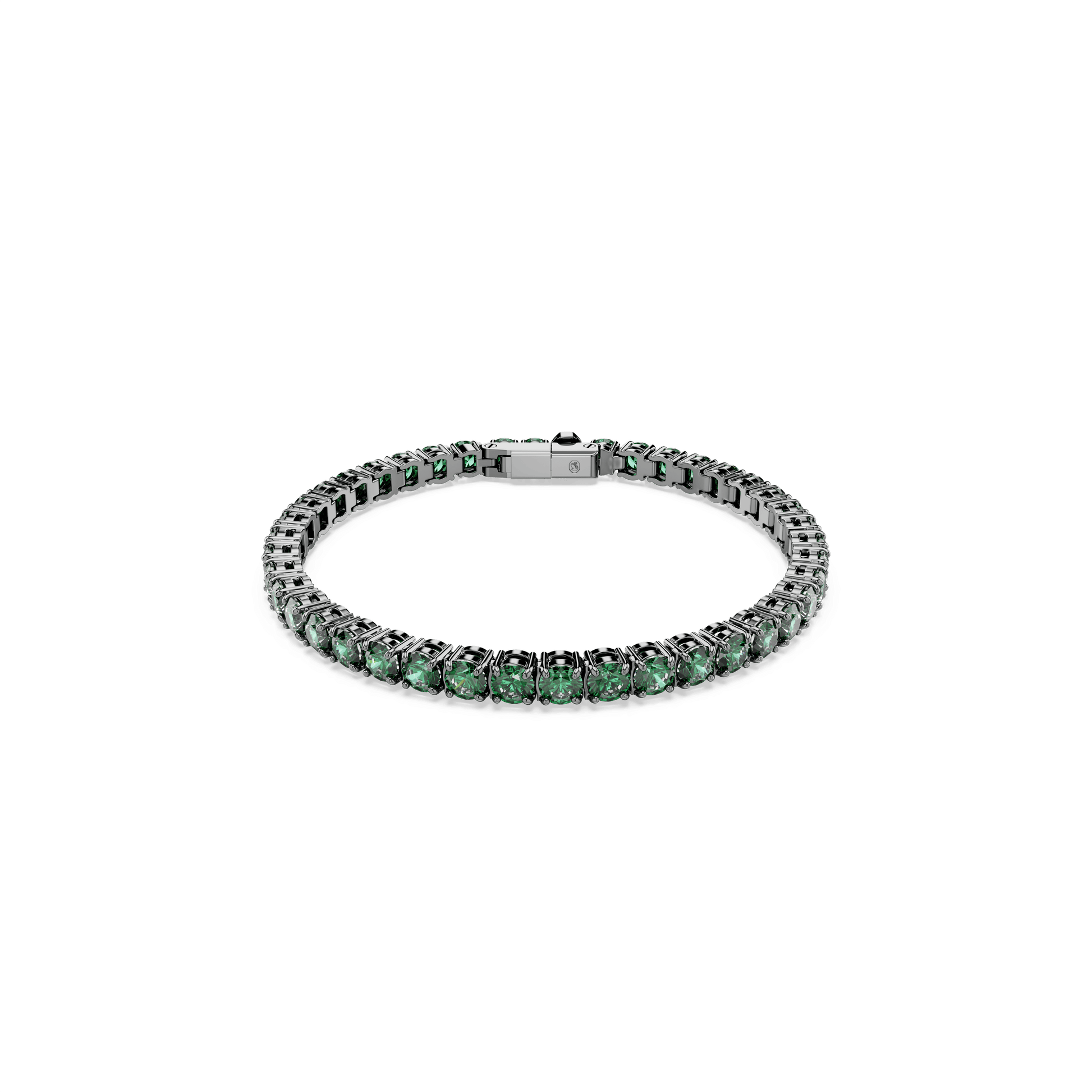 Matrix Tennis bracelet, Round cut, Green, Ruthenium plated 5743447