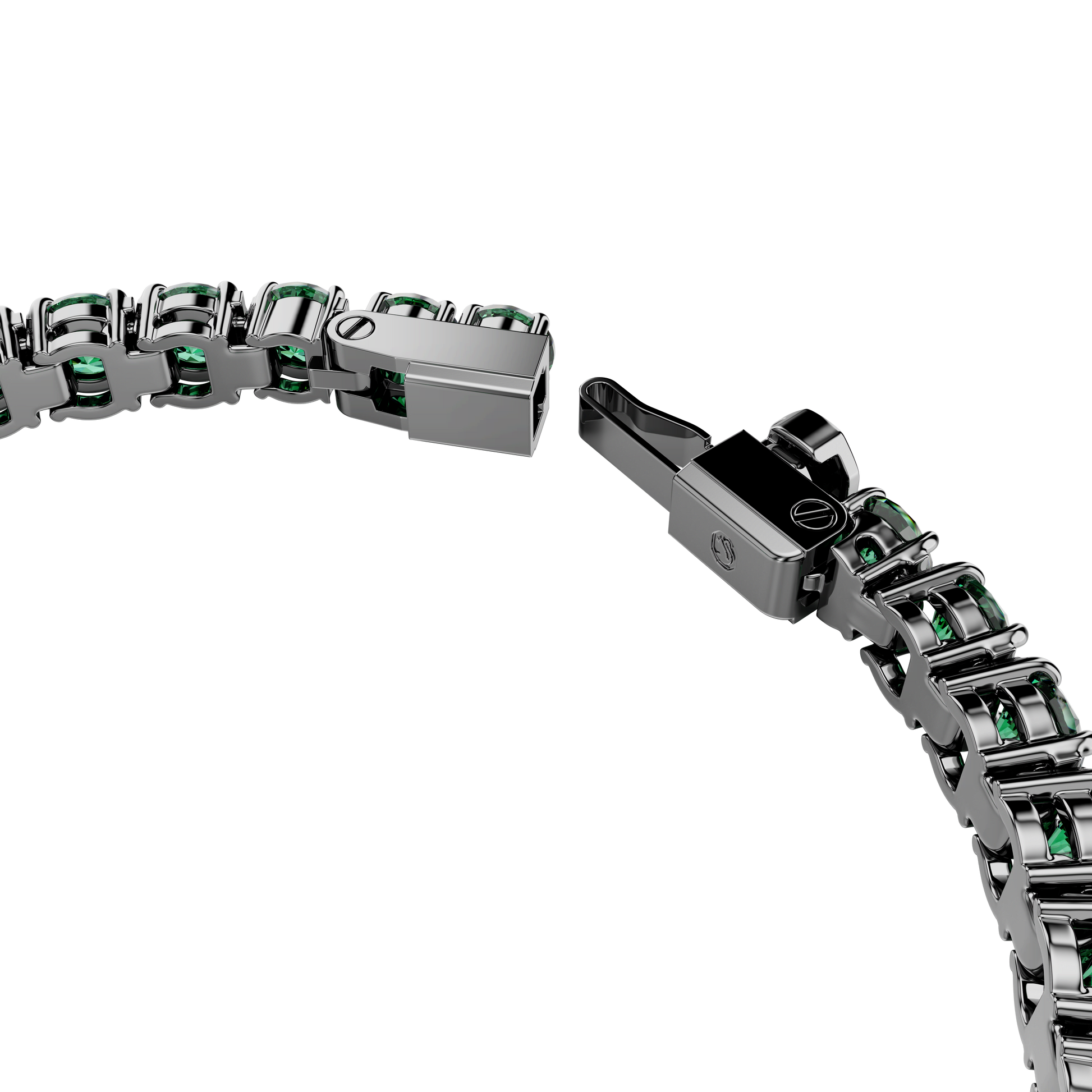 Matrix Tennis bracelet, Round cut, Green, Ruthenium plated 5743447