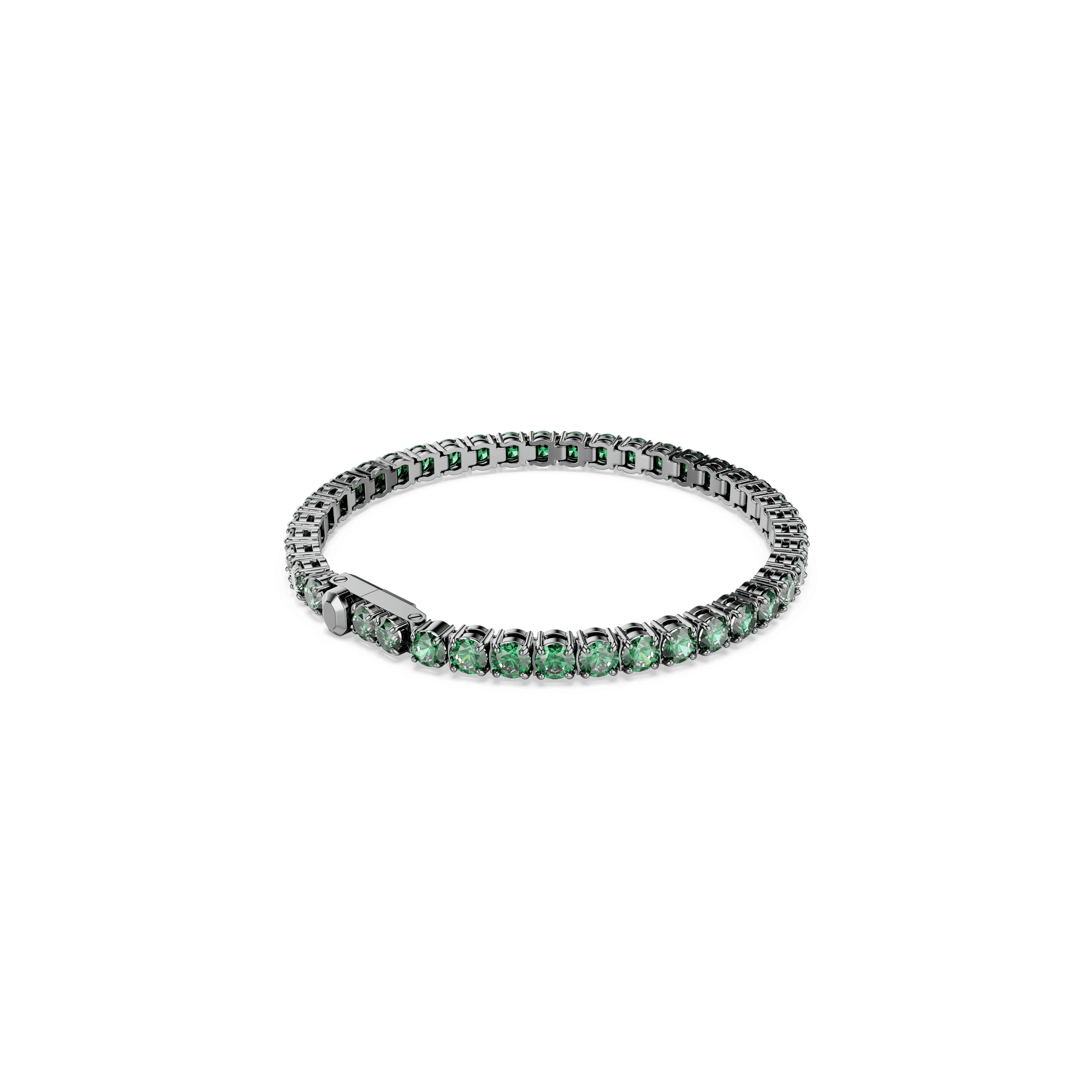 Matrix Tennis bracelet, Round cut, Green, Ruthenium plated 5743447