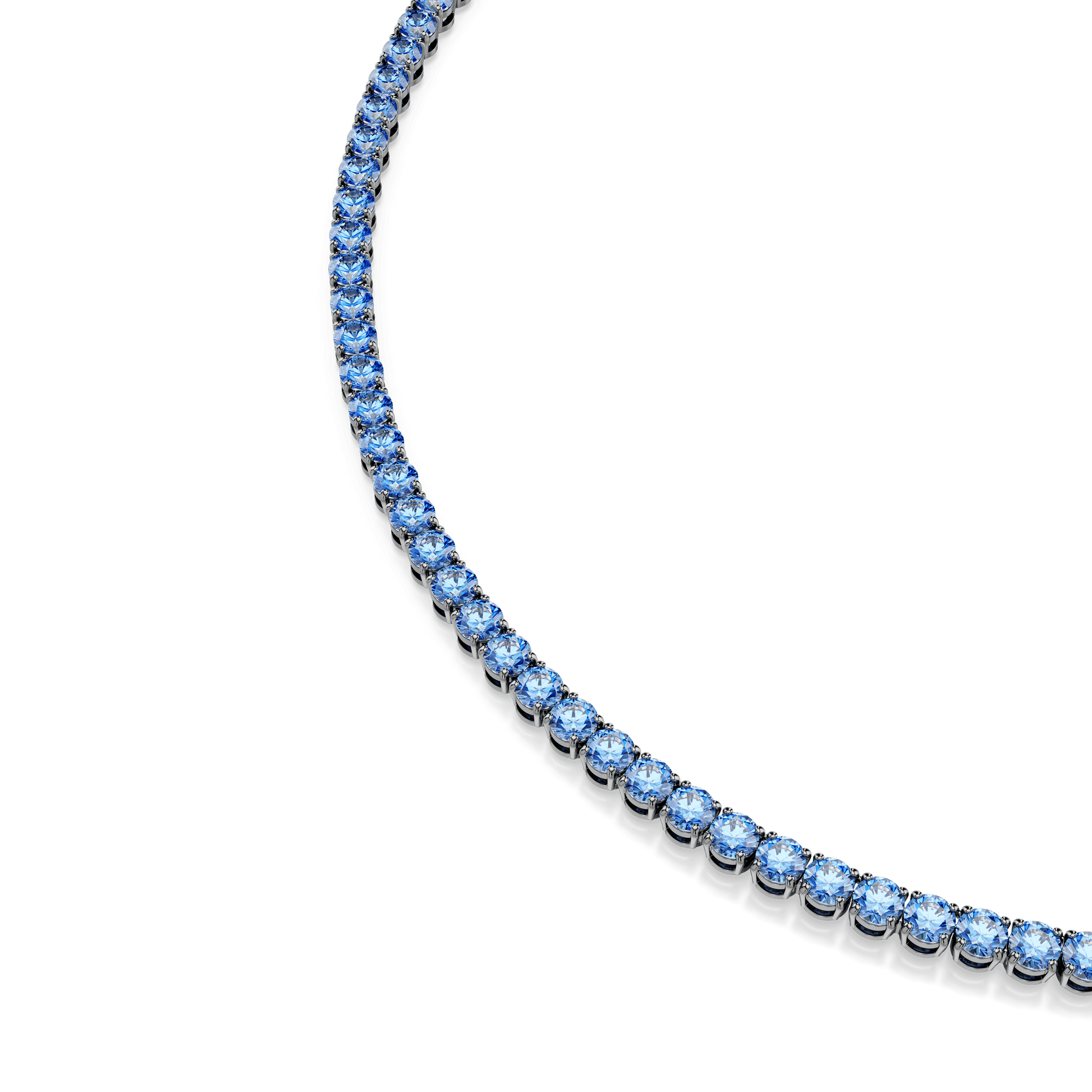 Matrix Tennis necklace, Round cut, Blue, Ruthenium plated 5743450