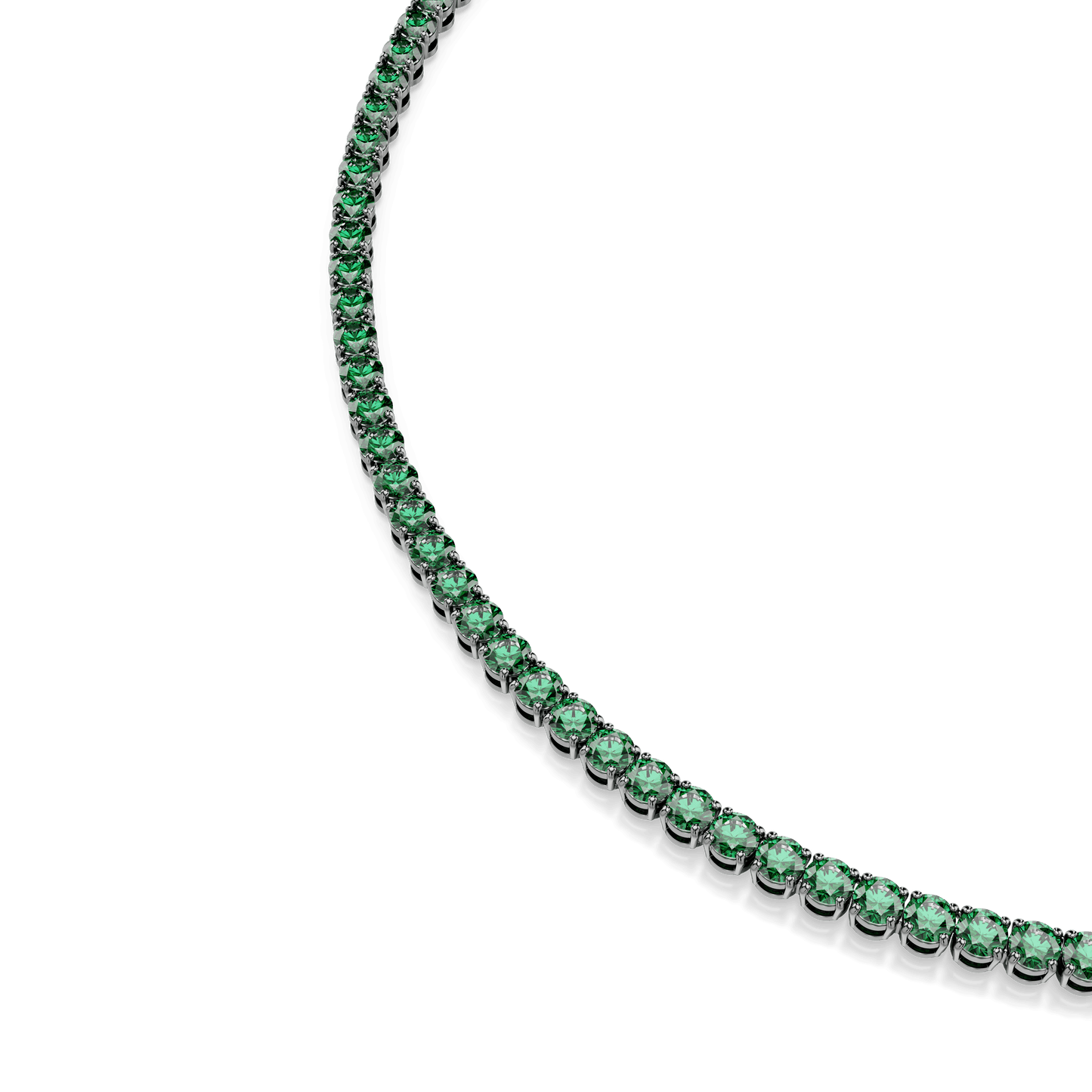 Matrix Tennis necklace, Round cut, Green, Ruthenium plated 5743472