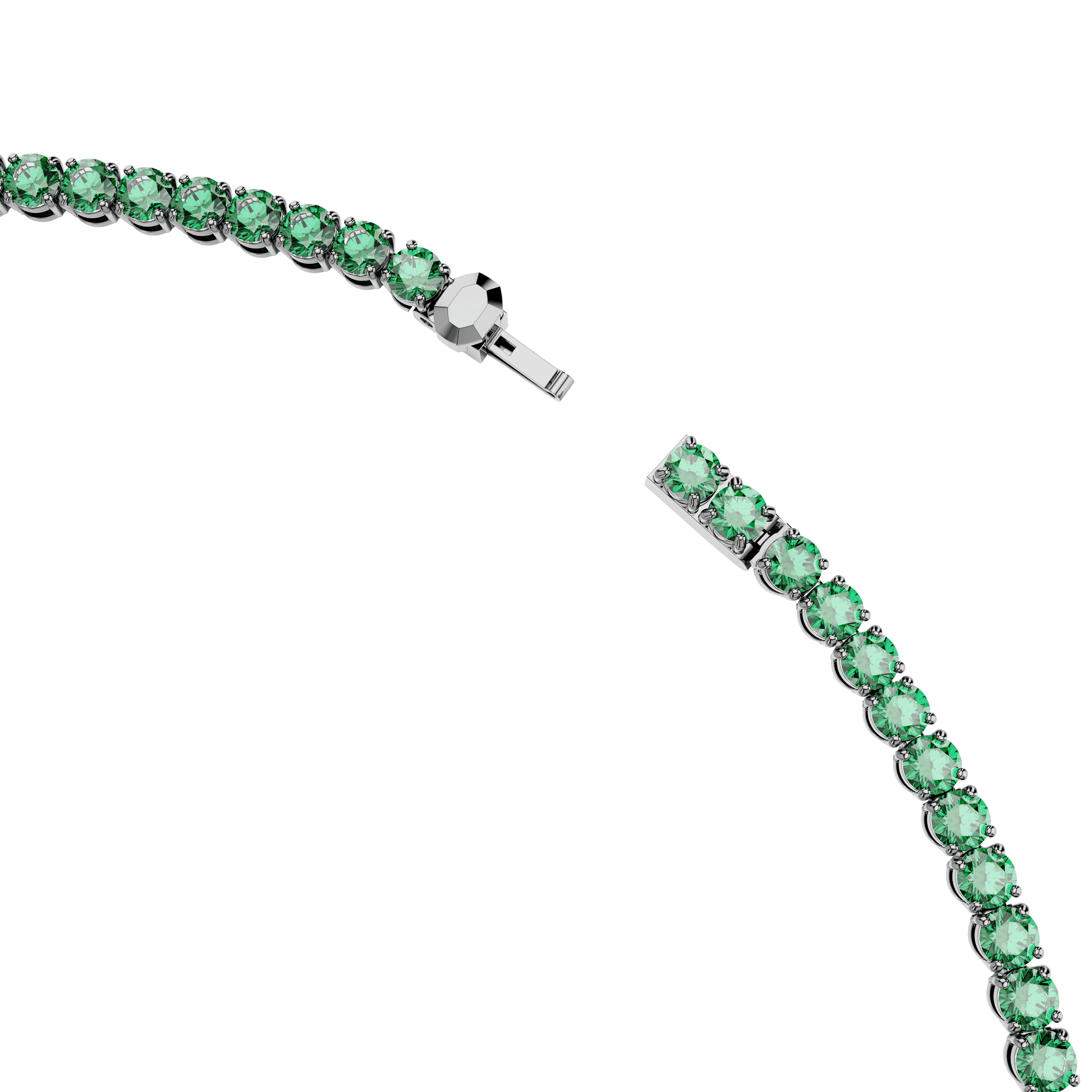 Matrix Tennis necklace, Round cut, Green, Ruthenium plated 5743472