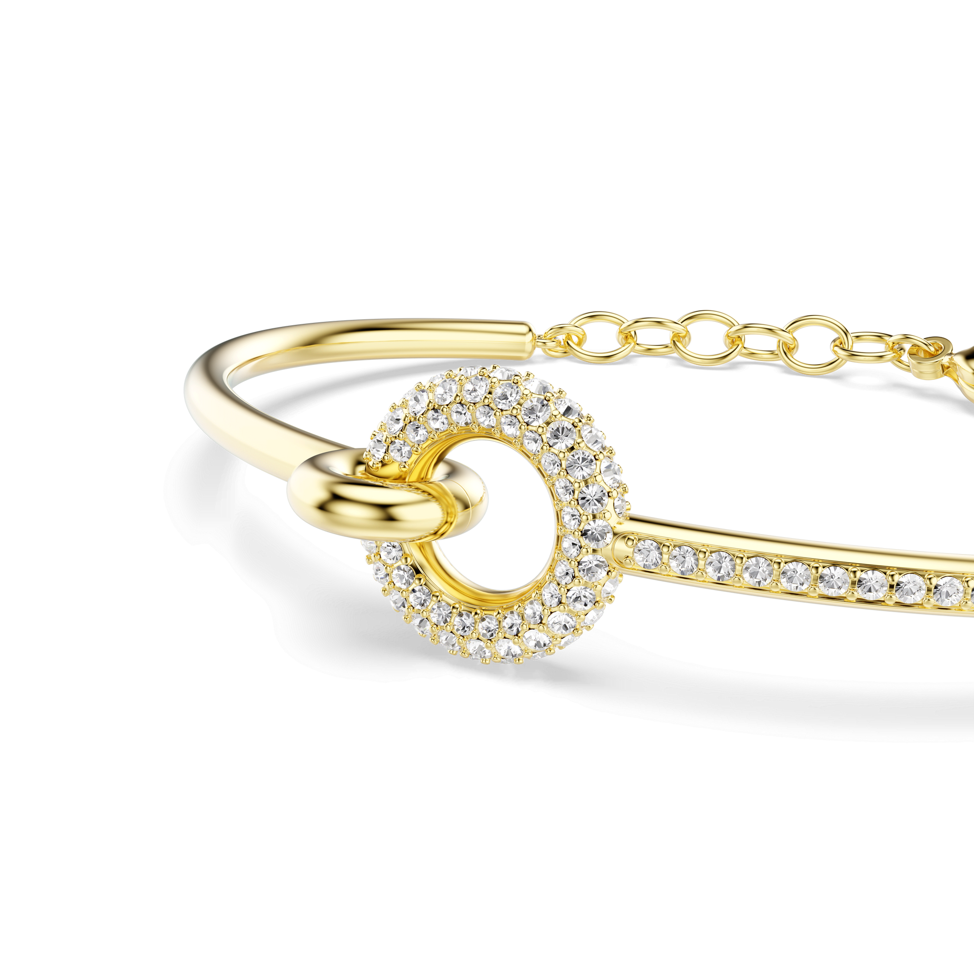 Dextera bangle, Round cut, White, Gold-tone plated 5743568