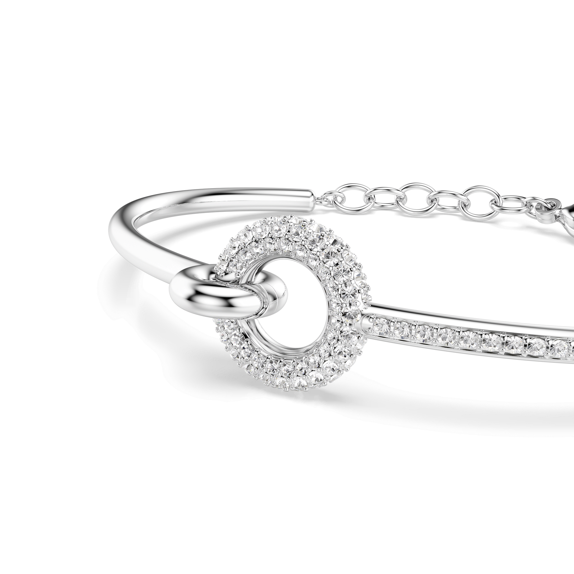 Dextera bangle, Round cut, White, Rhodium plated 5743569