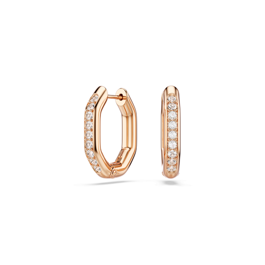 Dextera hoop earrings, Octagon shape, Round cut, Small, White, Rose gold-tone plated 5743798
