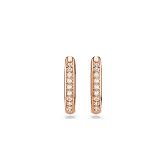 Dextera hoop earrings, Octagon shape, Round cut, Small, White, Rose gold-tone plated 5743798