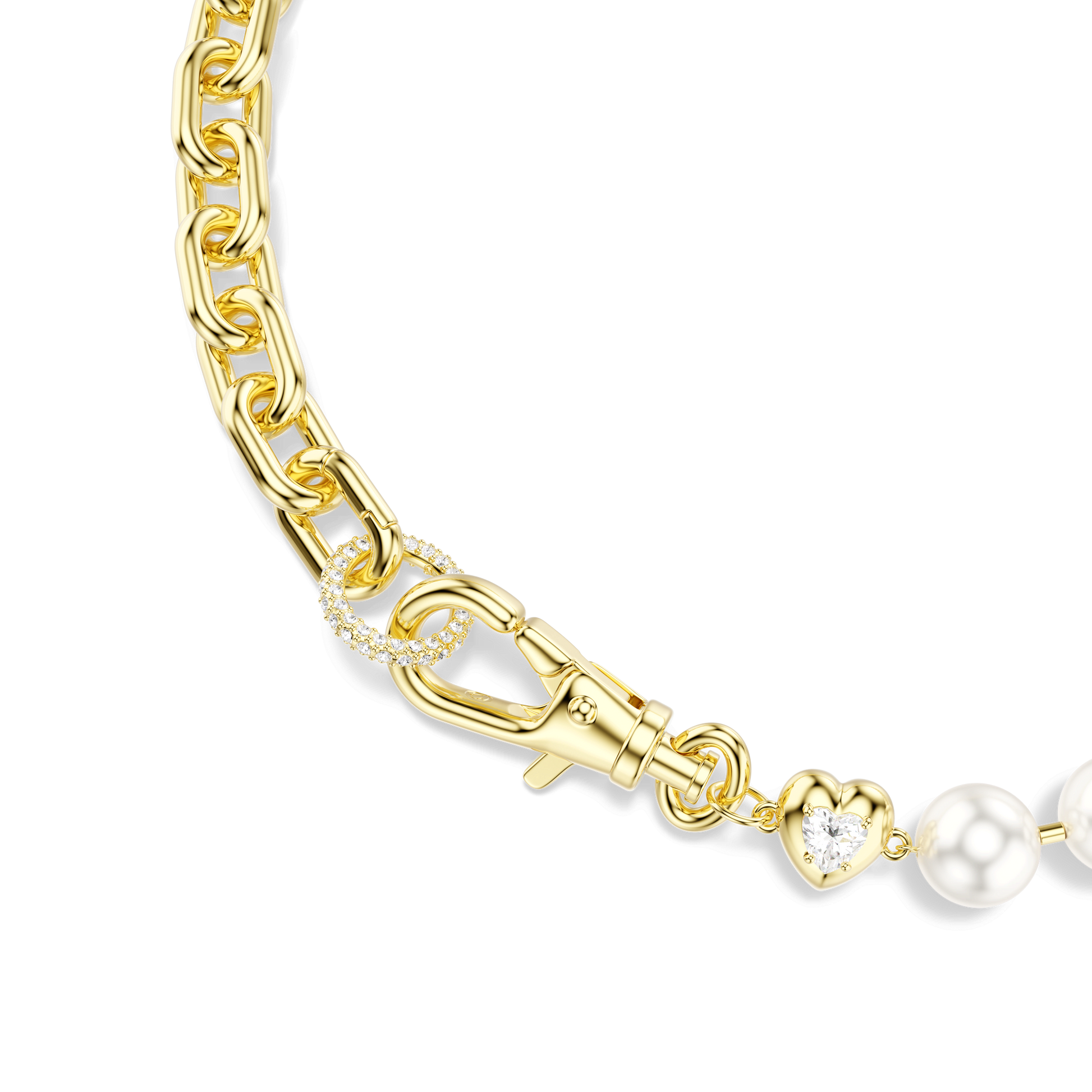 Idyllia necklace, Crystal pearl, White, Gold-tone plated 5743993