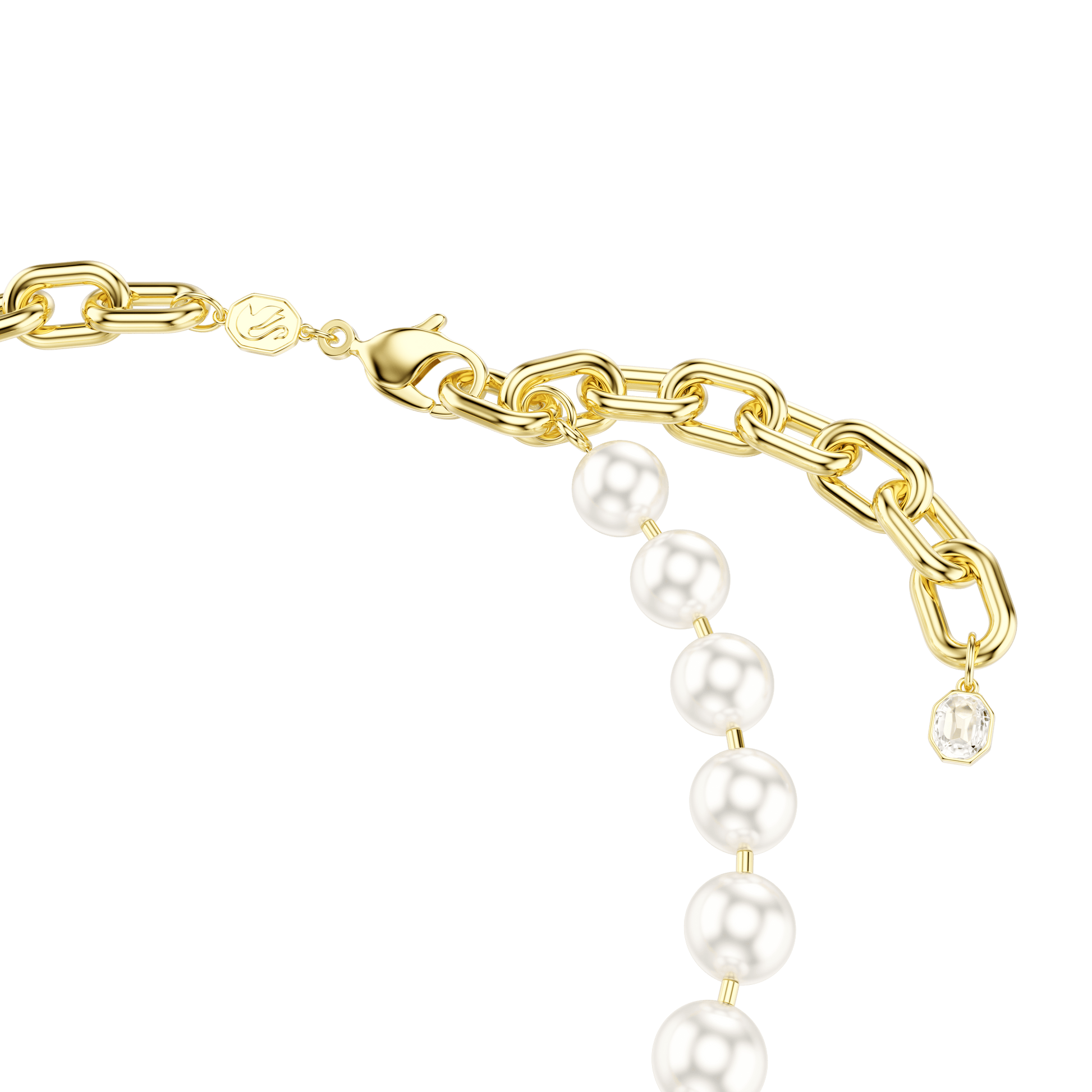Idyllia necklace, Crystal pearl, White, Gold-tone plated 5743993