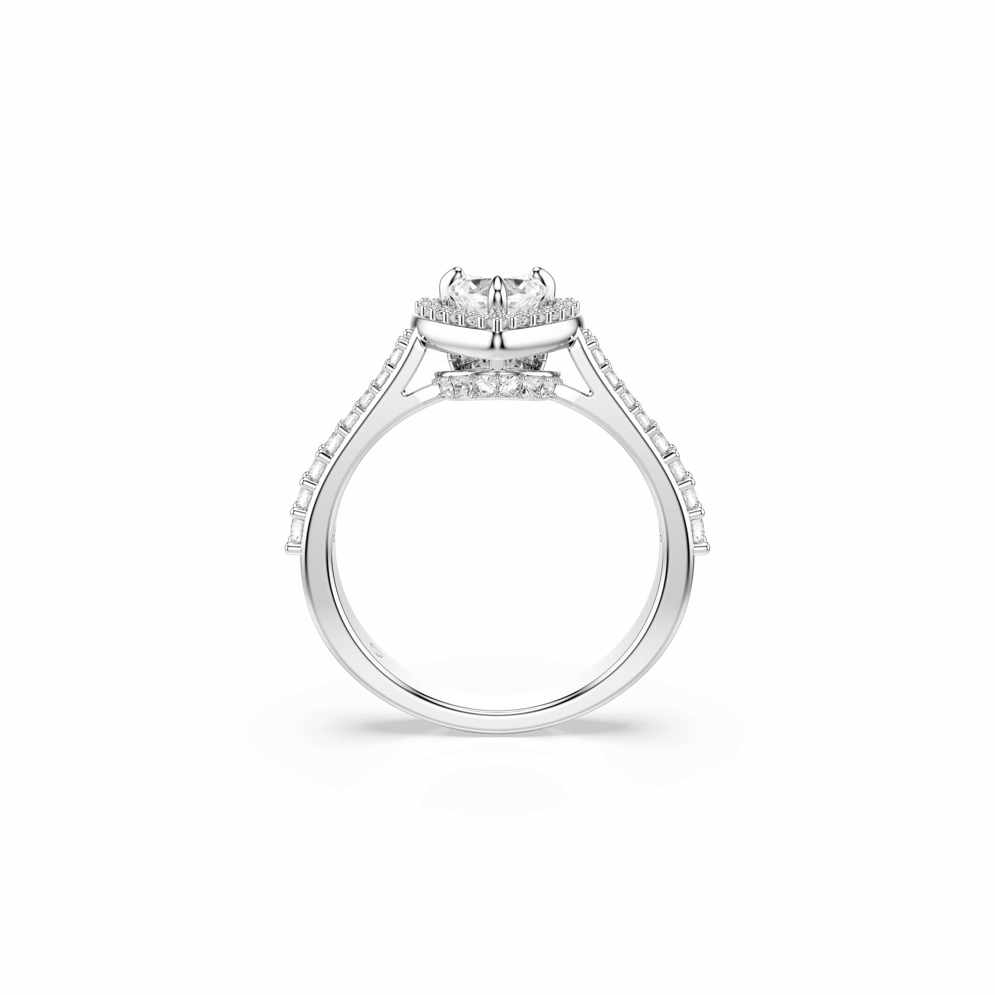 Una Angelic motif ring, Mixed cuts, Heart, White, Rhodium plated 5744045