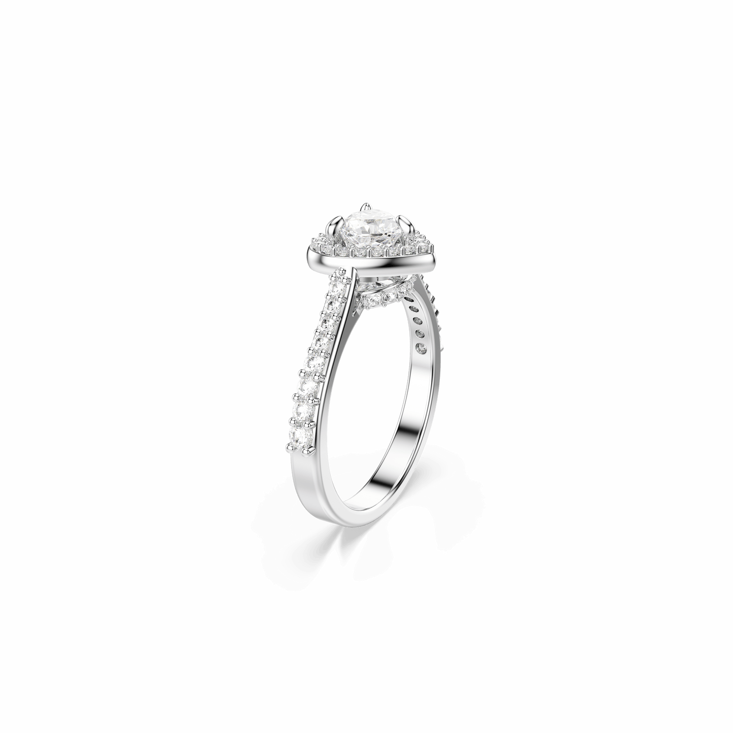 Una Angelic motif ring, Mixed cuts, Heart, White, Rhodium plated 5744048