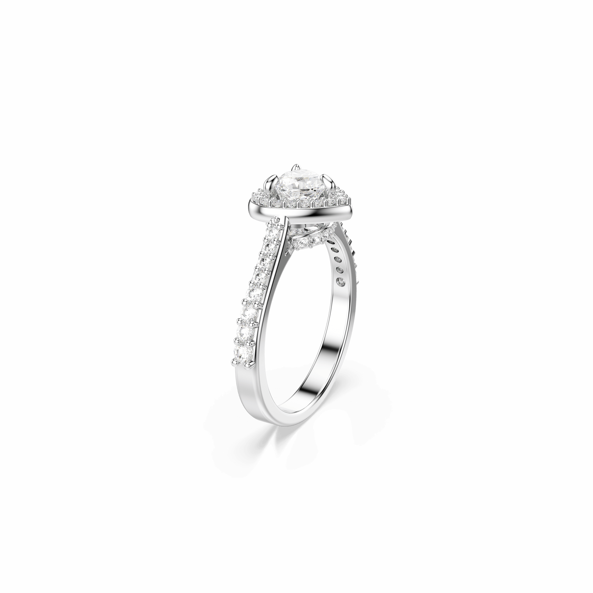 Una Angelic motif ring, Mixed cuts, Heart, White, Rhodium plated 5744048