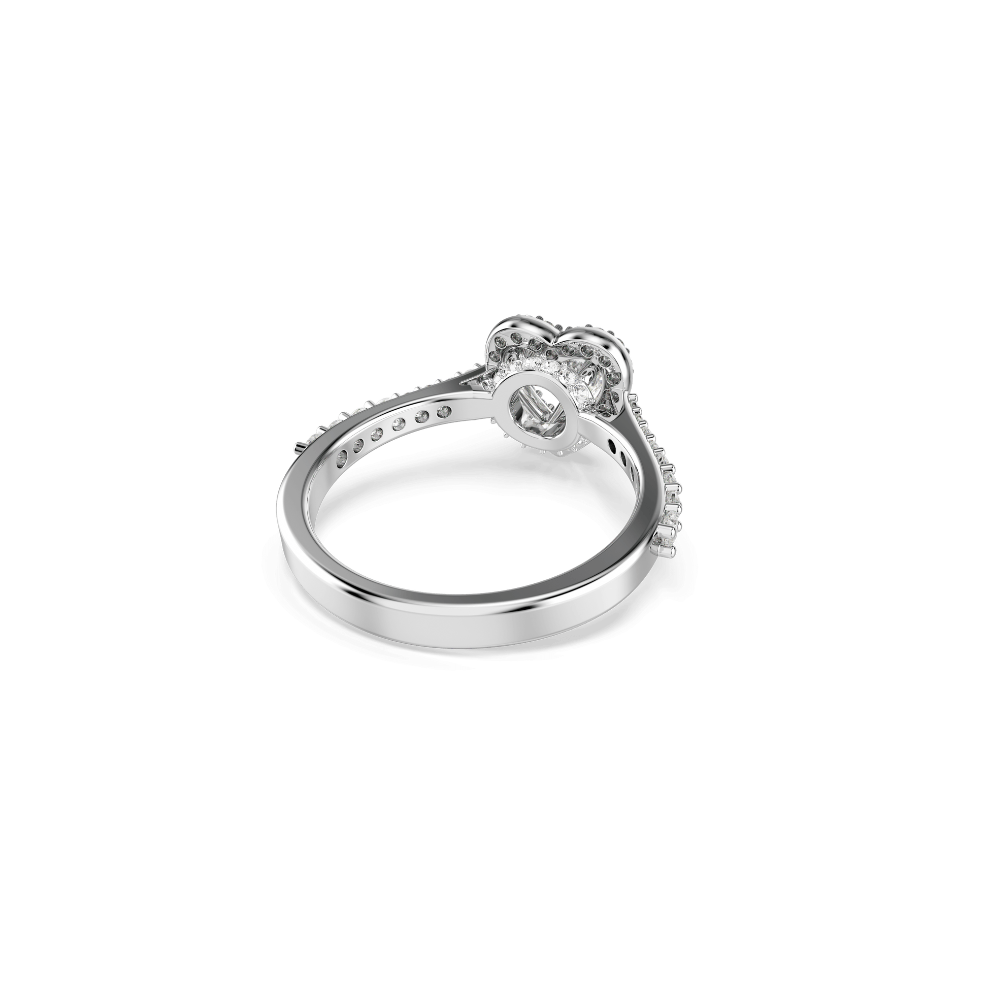 Una Angelic motif ring, Mixed cuts, Heart, White, Rhodium plated 5744048