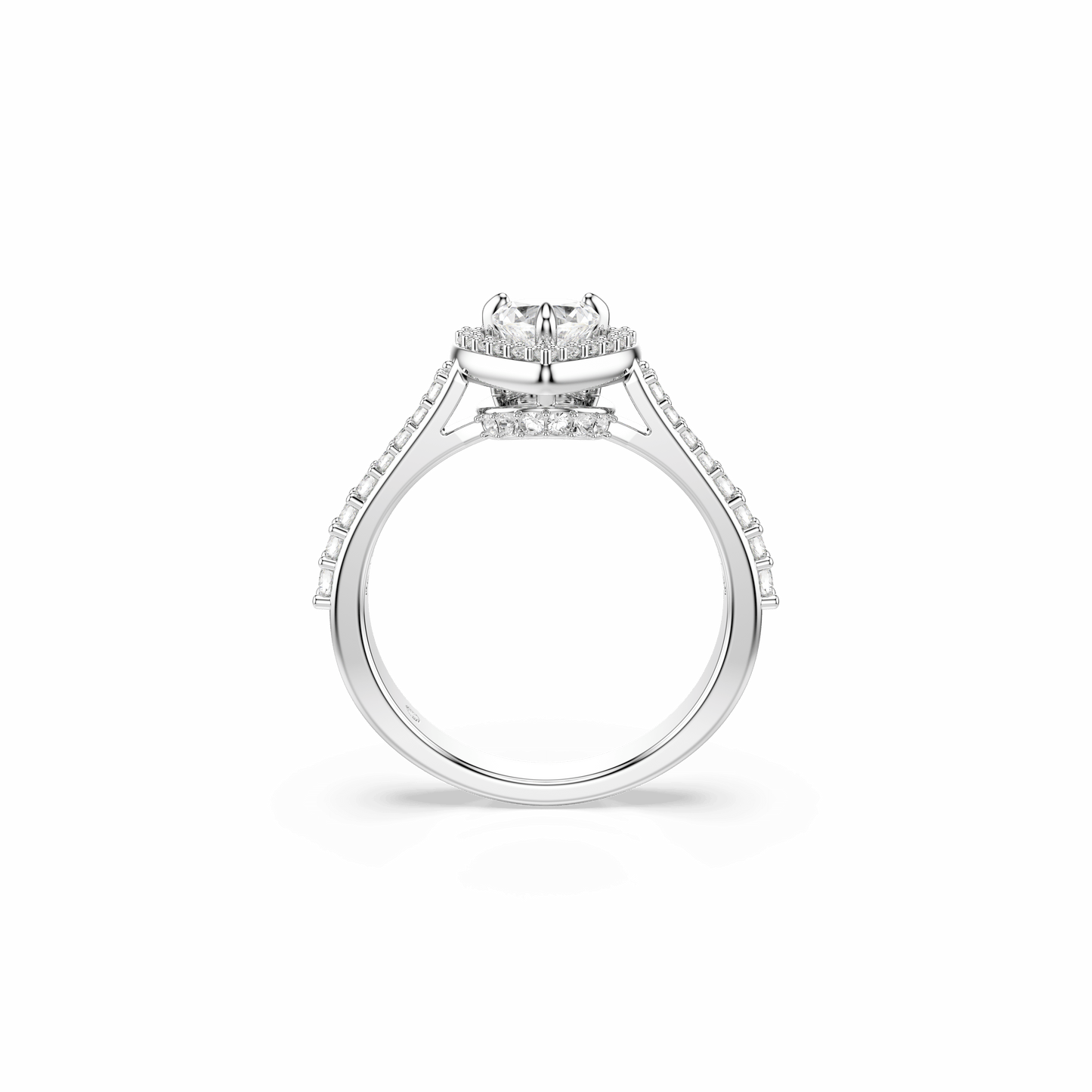 Una Angelic motif ring, Mixed cuts, Heart, White, Rhodium plated 5744049