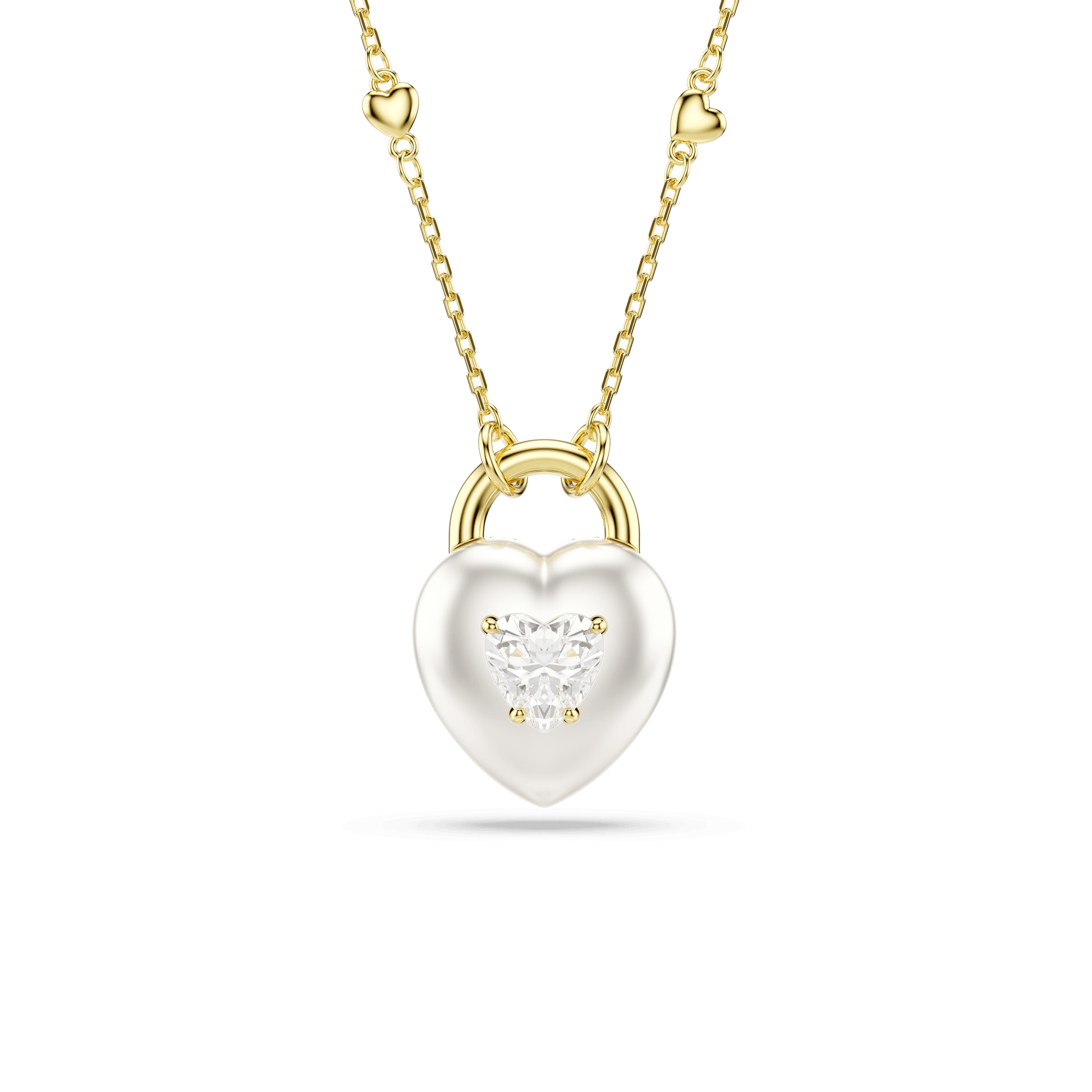 Idyllia pendant, Mixed cuts, Heart, White, Gold-tone plated 5744127