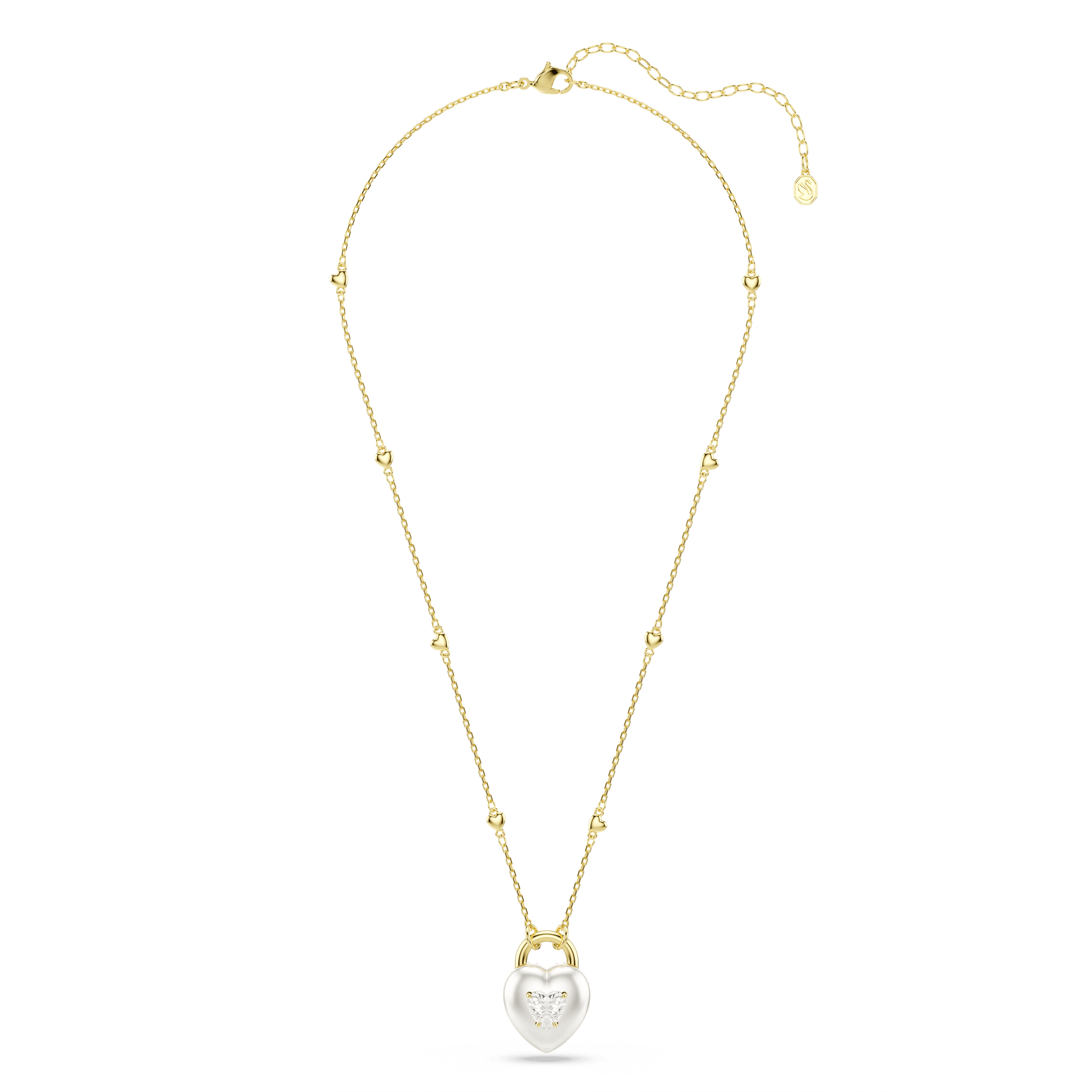 Idyllia pendant, Mixed cuts, Heart, White, Gold-tone plated 5744127