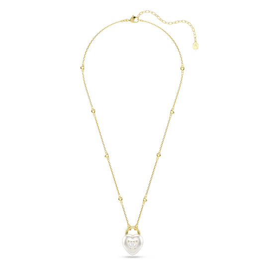 Idyllia pendant, Mixed cuts, Heart, White, Gold-tone plated 5744127