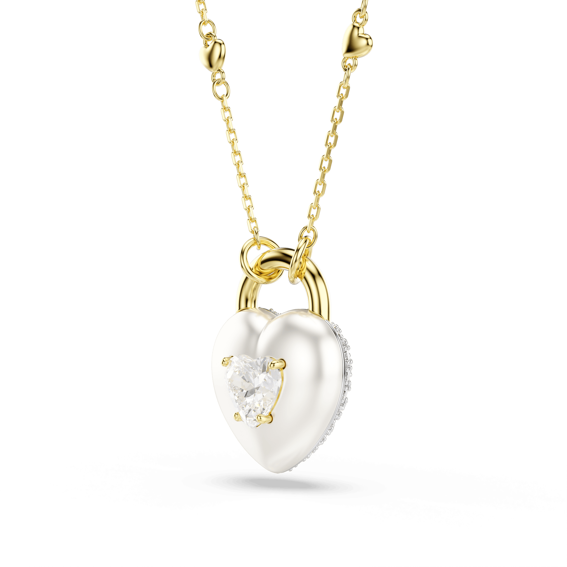 Idyllia pendant, Mixed cuts, Heart, White, Gold-tone plated 5744127