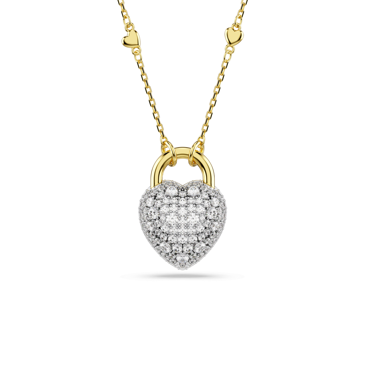 Idyllia pendant, Mixed cuts, Heart, White, 18K gold finish