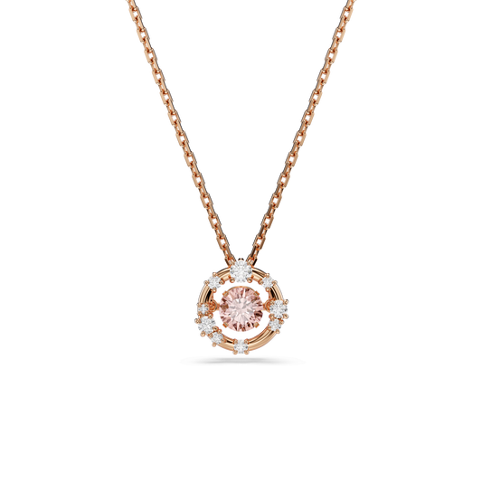 Constella pendant, Round cut, Dancing stone, Pink, Rose gold-tone plated 5744244