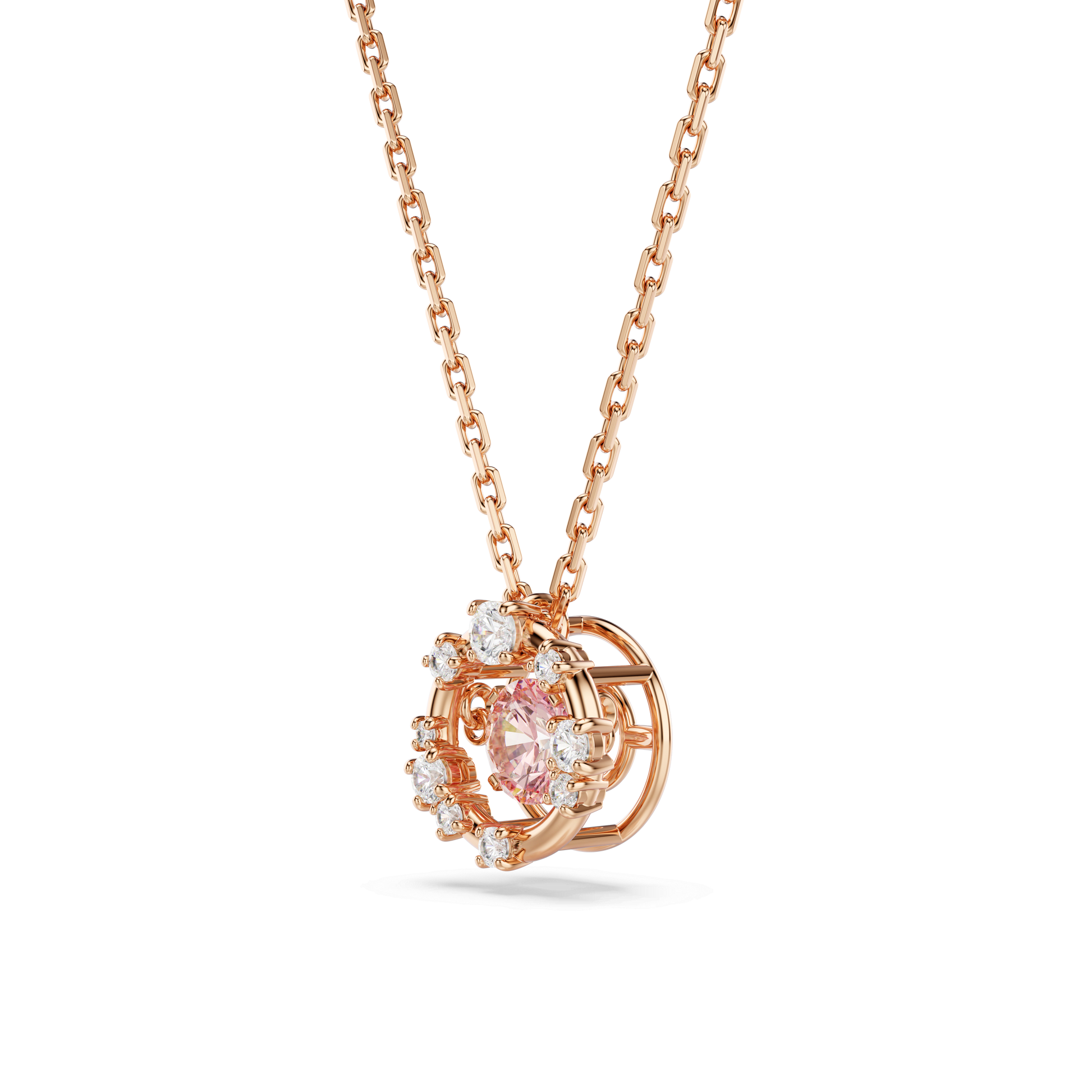 Constella pendant, Round cut, Dancing stone, Pink, Rose gold-tone plated 5744244