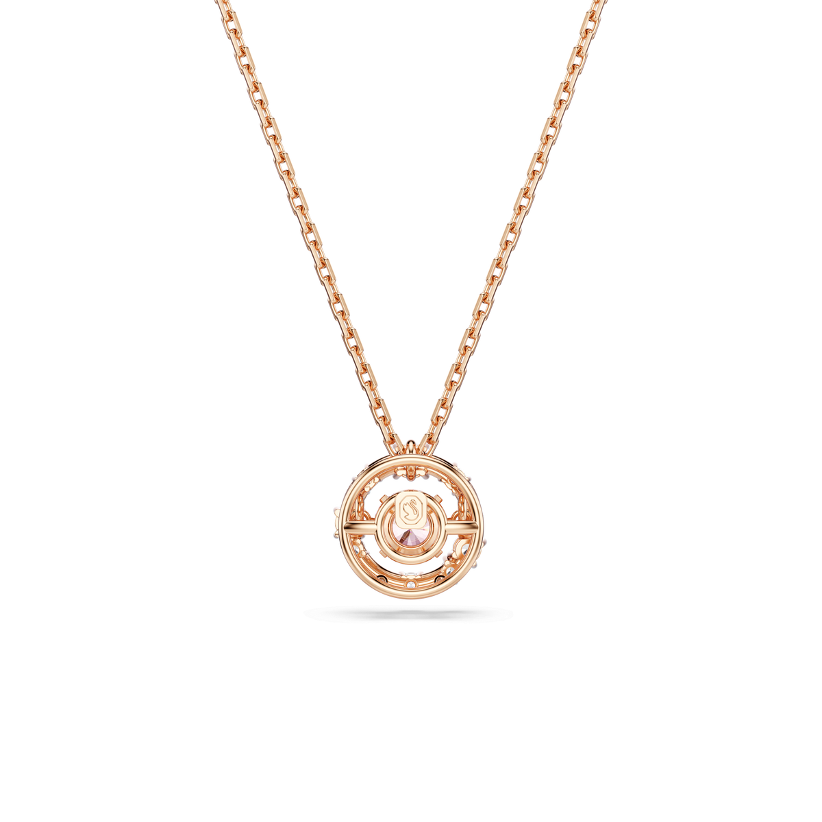 Constella pendant, Round cut, Dancing stone, Pink, 18K rose gold finish