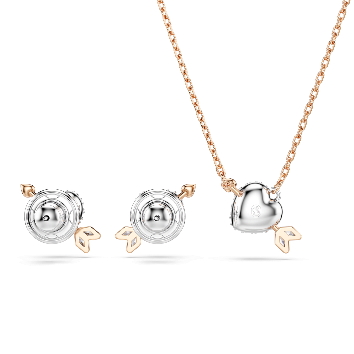 Idyllia set, Mixed cuts, Heart with arrow, White, Rose gold-tone plated 5745580