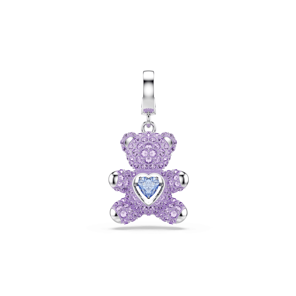 Idyllia charm, Mixed cuts, Teddy, Purple, Rhodium plated