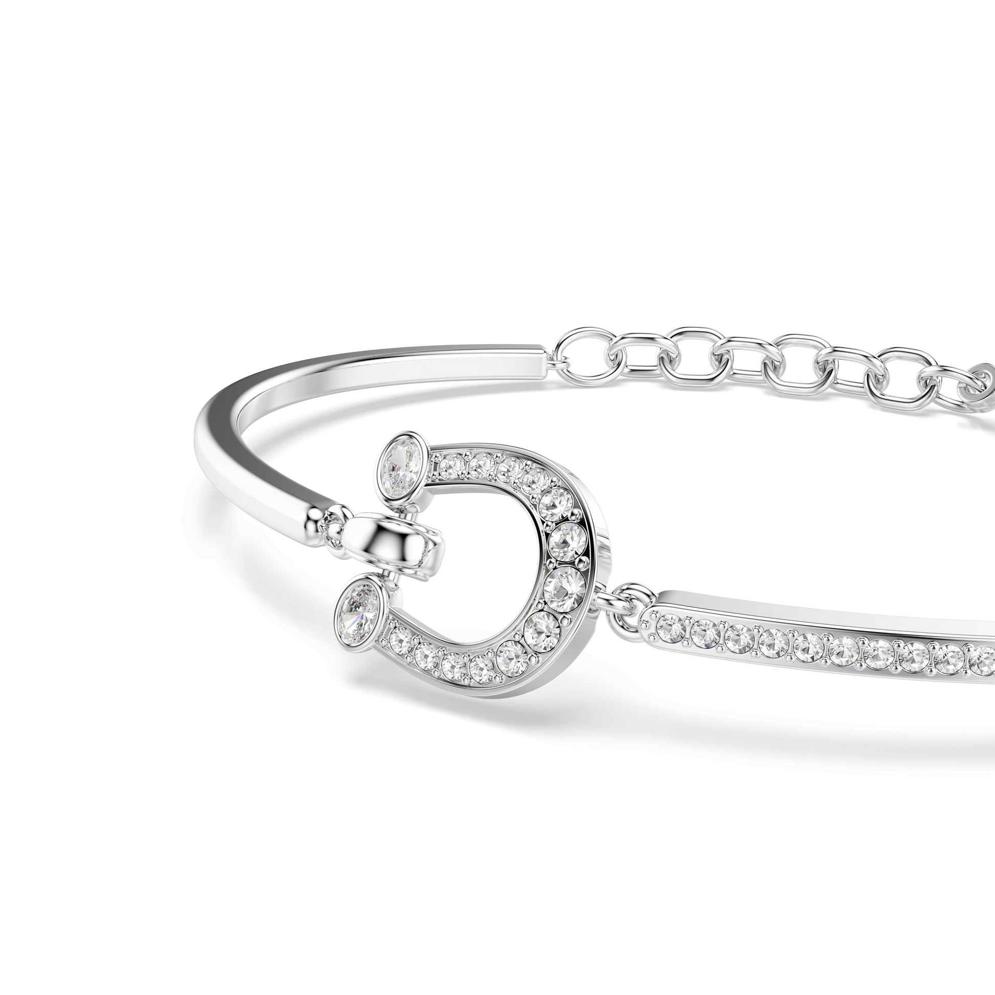 Symbolica bracelet, Pavé, Horse shoe, White, Rhodium plated 5746220