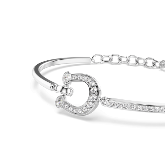 Symbolica bracelet, Pavé, Horse shoe, White, Rhodium plated 5746220