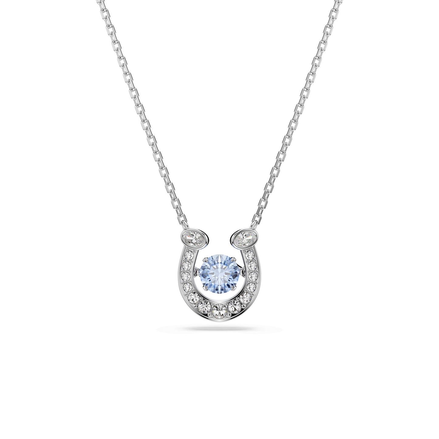 Symbolica pendant, Round cut, Pavé, Horse shoe, Blue, Rhodium plated 5746562