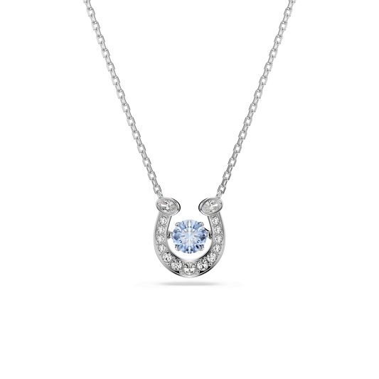 Symbolica pendant, Round cut, Pavé, Horse shoe, Blue, Rhodium plated 5746562