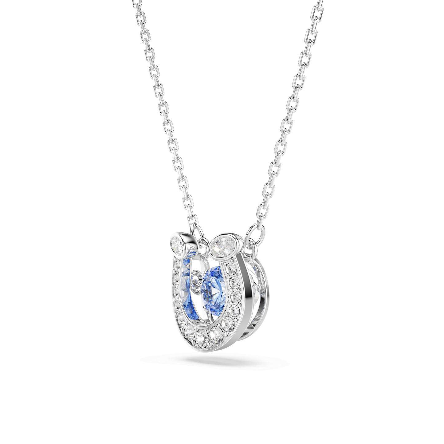 Symbolica pendant, Round cut, Pavé, Horse shoe, Blue, Rhodium plated 5746562